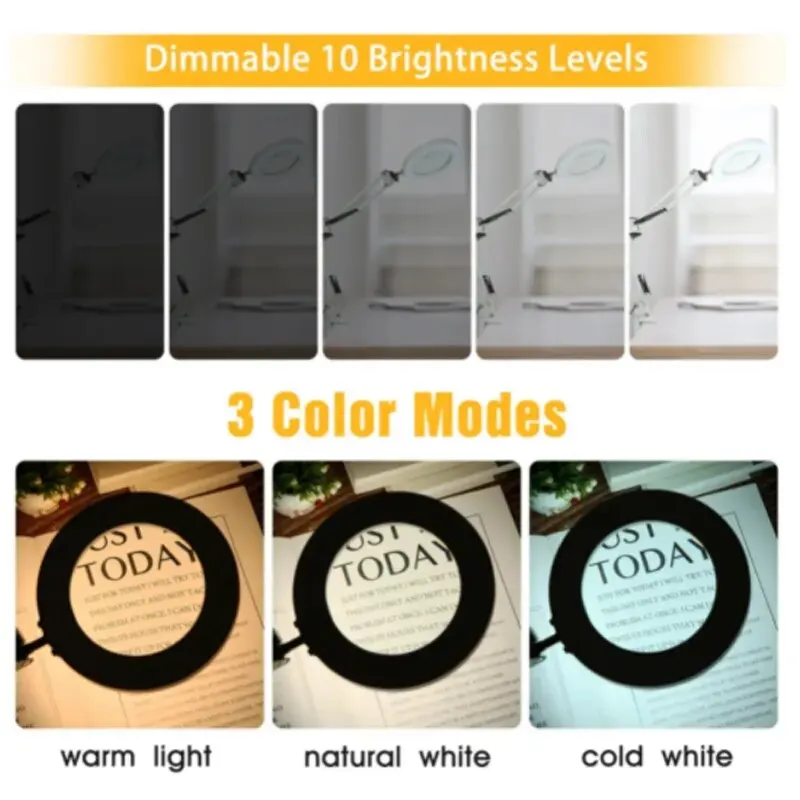 72 LED 8X/10X Illuminated Magnifier- USB 3 Colors LED Magnifying Glass- for Soldering, Skincare Beauty, Diamond Painting, Detail Work, etc. - Image 5