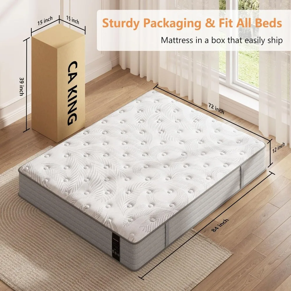 Hybrid Gel Memory Foam Mattresses- Pocket Springs- Mattress-in-a-Box- Medium Firm- Pressure Relief- Upgraded Support- Twin, XL Twin, Full, Queen, King, California King-Size - Image 2