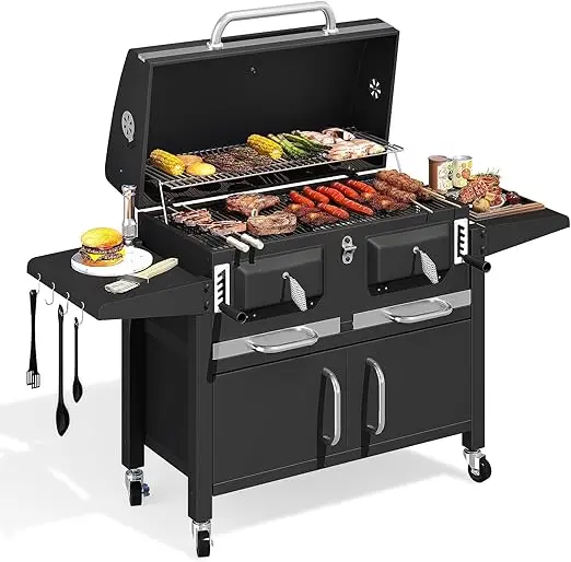 36-In Extra-Large Charcoal Grill - 620 Sq.In Oversized BBQ Area- Thermometer- Individual Lifting Charcoal Trays- Storage - Image 7