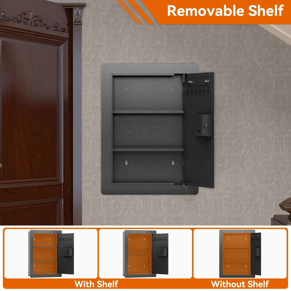 Between-the-Studs Wall Safe- Hidden Safe with Digital Keypad, Removable Shelves- In-Wall Safe for Firearms, Gun, Valuables - Image 3