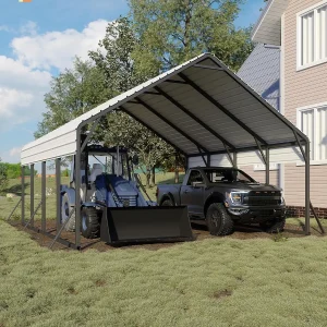 20'x20'x13' Metal Carport for 2 Cars- Heavy-duty Steel Frame- All Weather- Permanent Shelter for Boats, Full-Sized Pickup