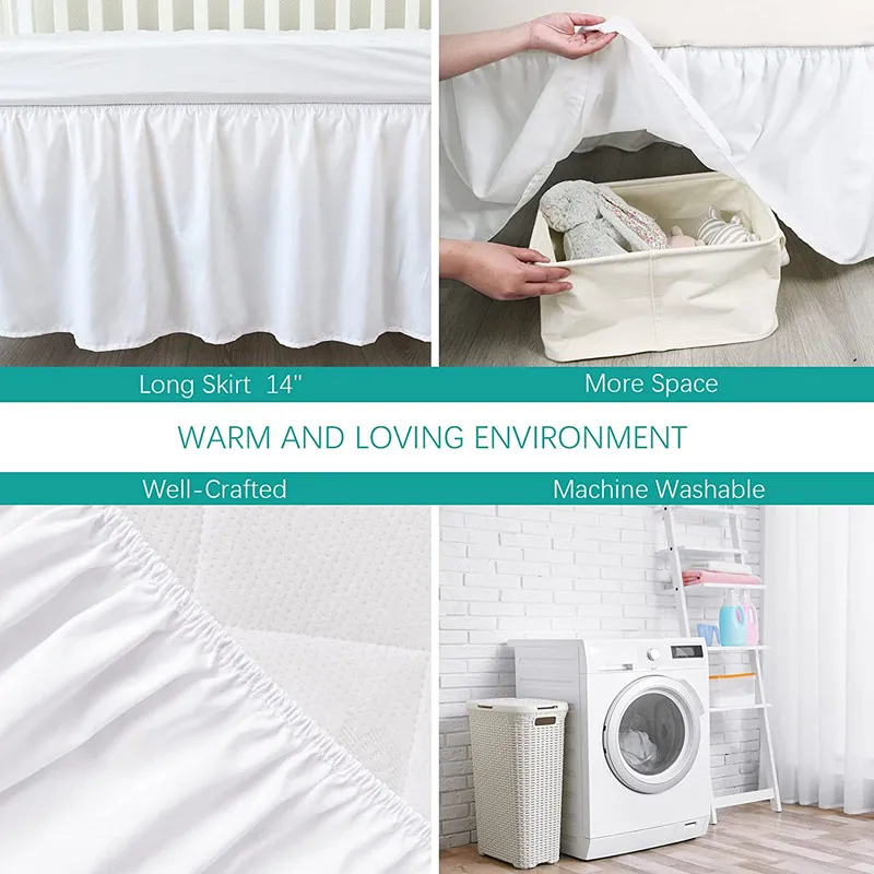 Crib Bed Skirt- 4 Sided Pleated Ruffles- for Babies and Toddlers- Lovely and Well Made - Image 2