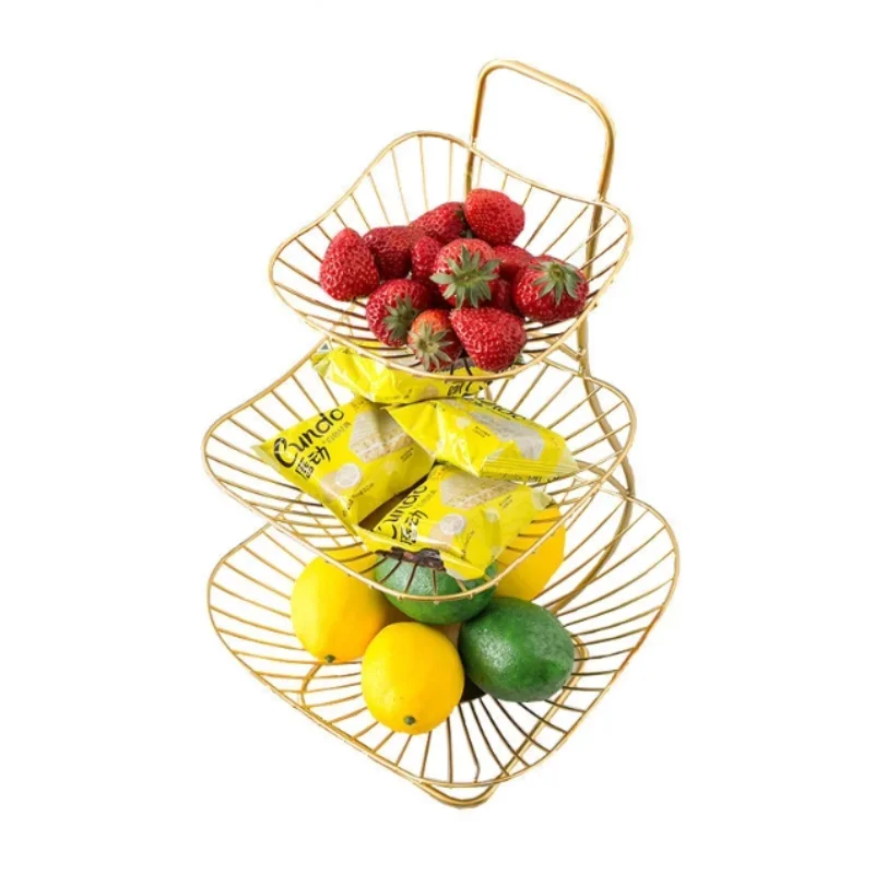 3-Tier Fruit /Vegetables Basket- Storage Rack- Metal Snack Container- Gold Only - Image 6