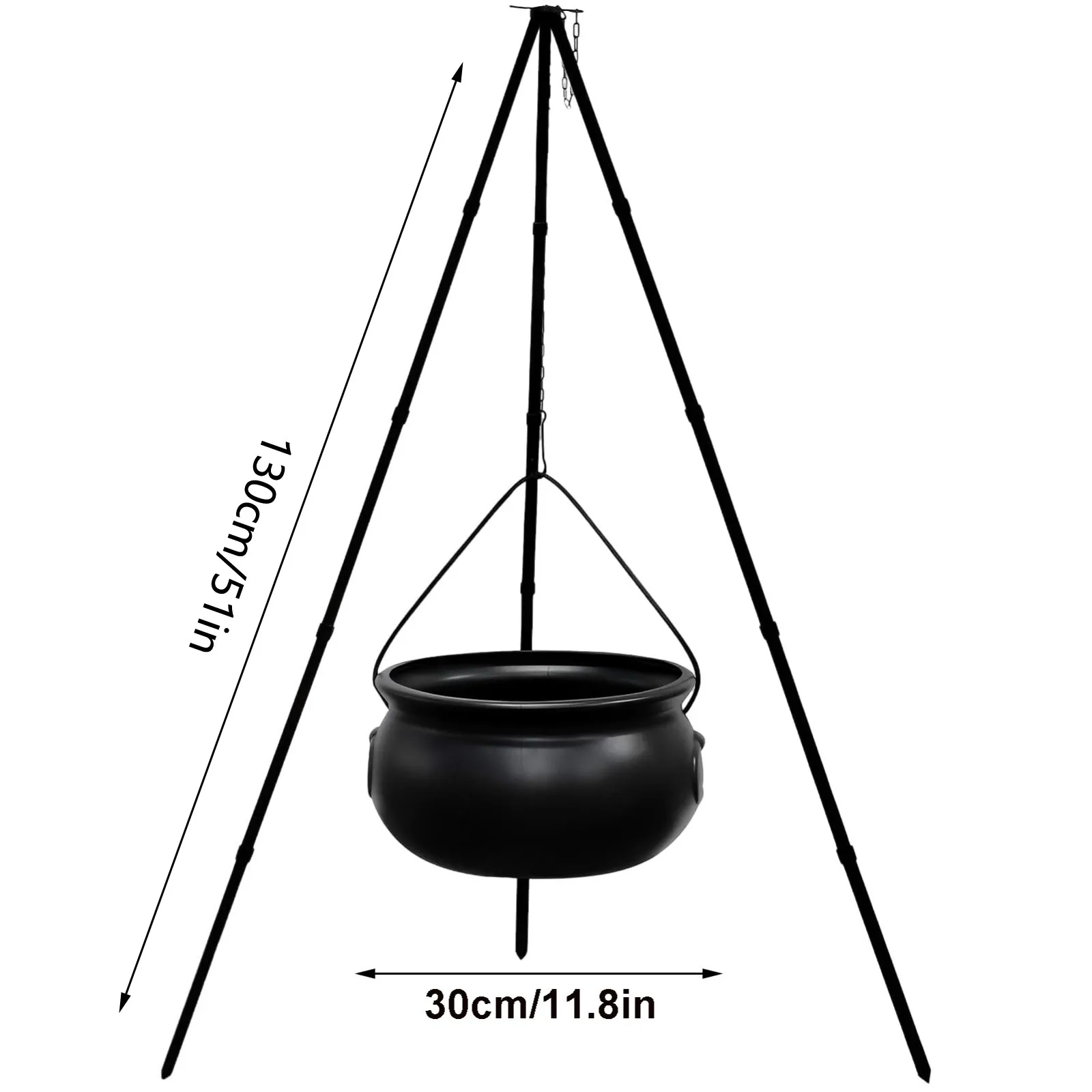 Halloween Decor- Large Witch Cauldron on Tripod with Lights - Image 6