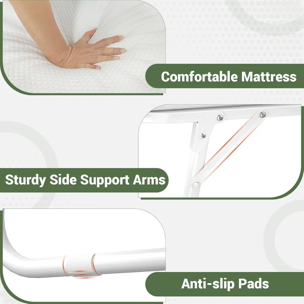 Folding Bed with Mattress for Adults, Portable Rollaway Guest Bed, Cot Size Foldable Bed with Memory Foam Mattress and Metal Fr - Image 5