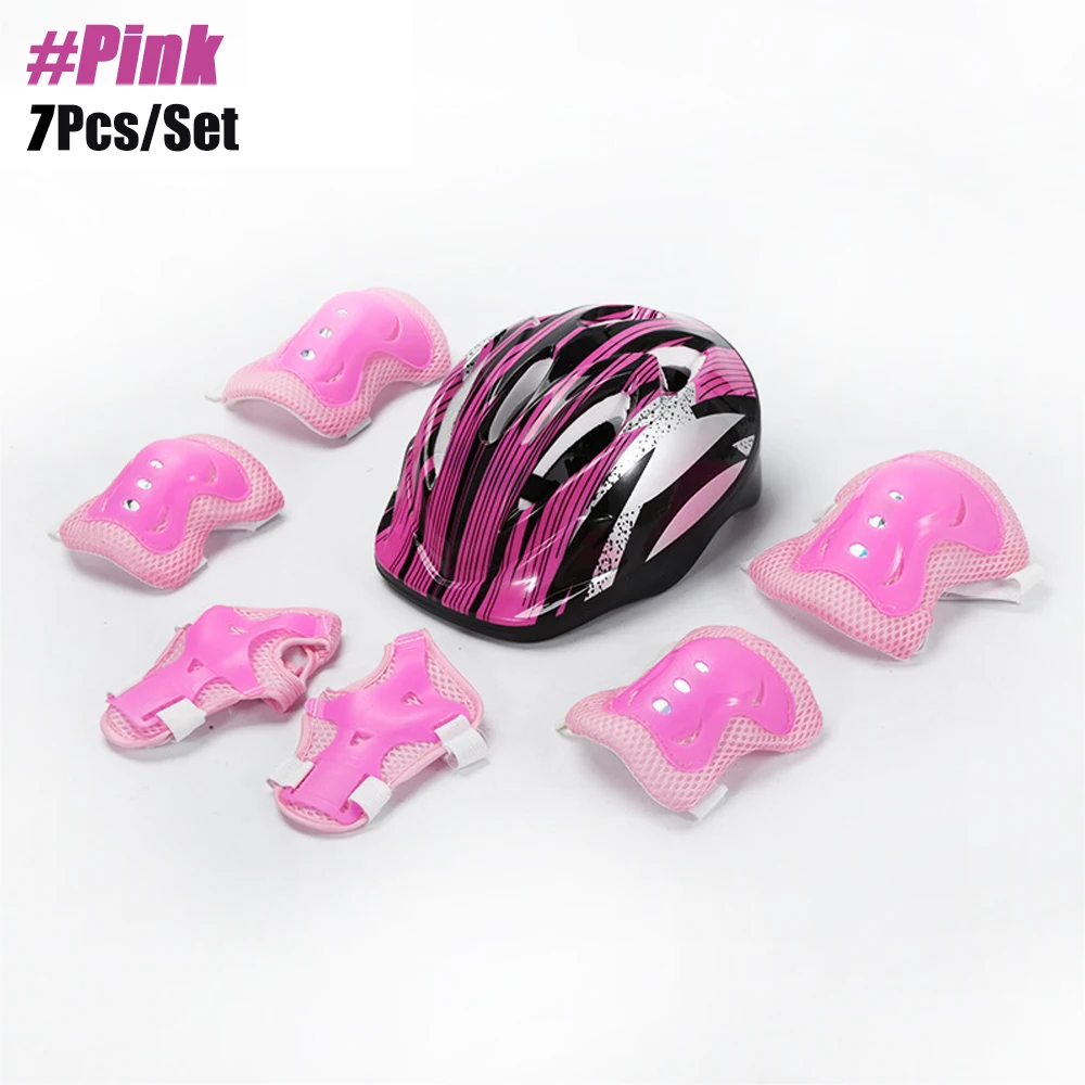 Kids' 7 Piece Protective Gear Set- Helmet, Knee Pads, Elbow Pads, and Wrist Pads- Different Colors - Image 7