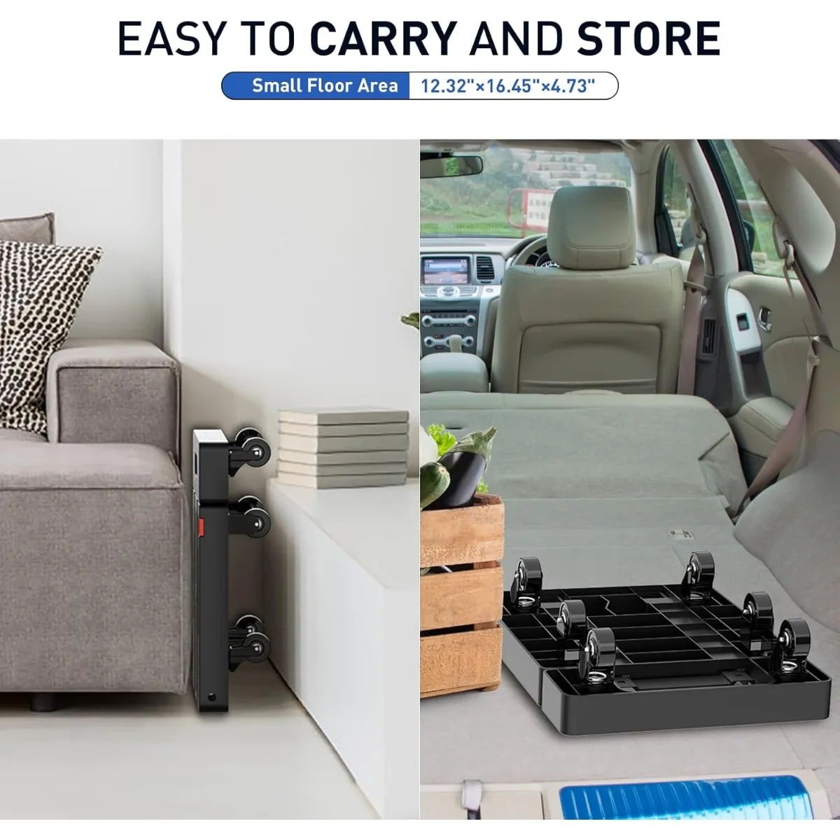 Folding Hand Truck- 500 LB Heavy-Duty Utility Cart- 6 Wheels & 2 Elastic Ropes to Secure Cargo - Image 3