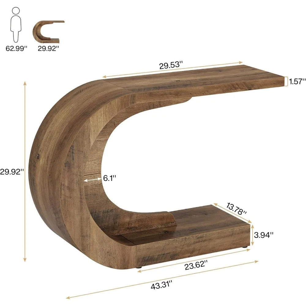 43.3" Console Table for Entryway- Wood C-Shaped Accent Table - Image 2