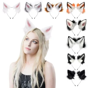 Furry Animal Cat/ Fox Ear Hair Bands- Adjustable- Halloween Headdress