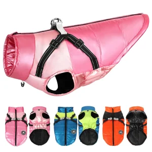 Waterproof Dog Clothes- Warm Winter Jacket- Reflective- With Harness- Sizes Small to XXLarge