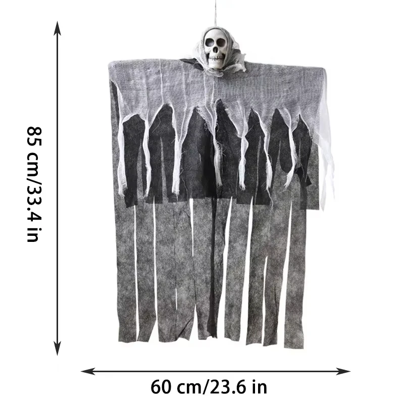 Halloween Decorations- Horror! Hanging Ghost Skull- Skeleton Prop - Image 9