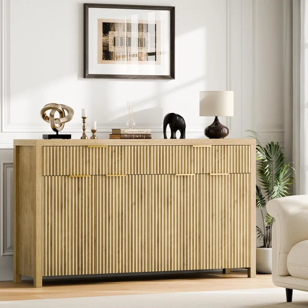 Fluted Buffet Cabinet- Storage- Sideboard Cabinet- Adjustable Shelves - Image 2