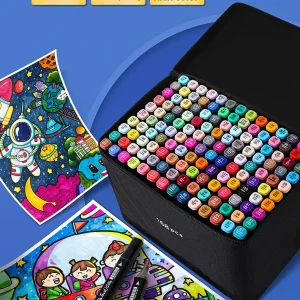 24-80 Colors Double-Headed Oily Art Marker Pen Set- Teenager and Adult Marker Sets