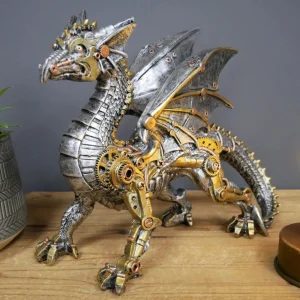 Mechanical Steampunk Dragon Sculpture- Decorative Resin Dragon Statue- 8 Variations: Gorilla, Elephant, Rhino, Dachshund, etc.