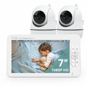 7" HD Split Screen Video- Baby Monitor- No WiFi- Baby Camera Monitor- Hack Proof- Remote Zoom/Pan/Tilt- 4000mAh Battery