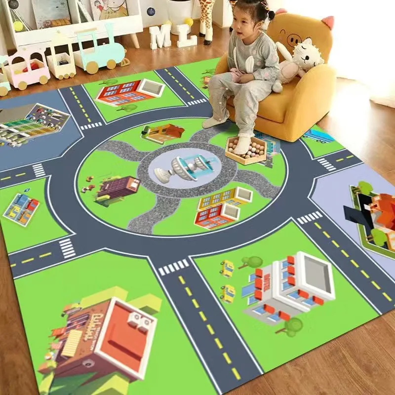 Road Traffic Map Area Rug- Fun Rug for Child's Bedroom- Many Sizes and Variations - Image 8