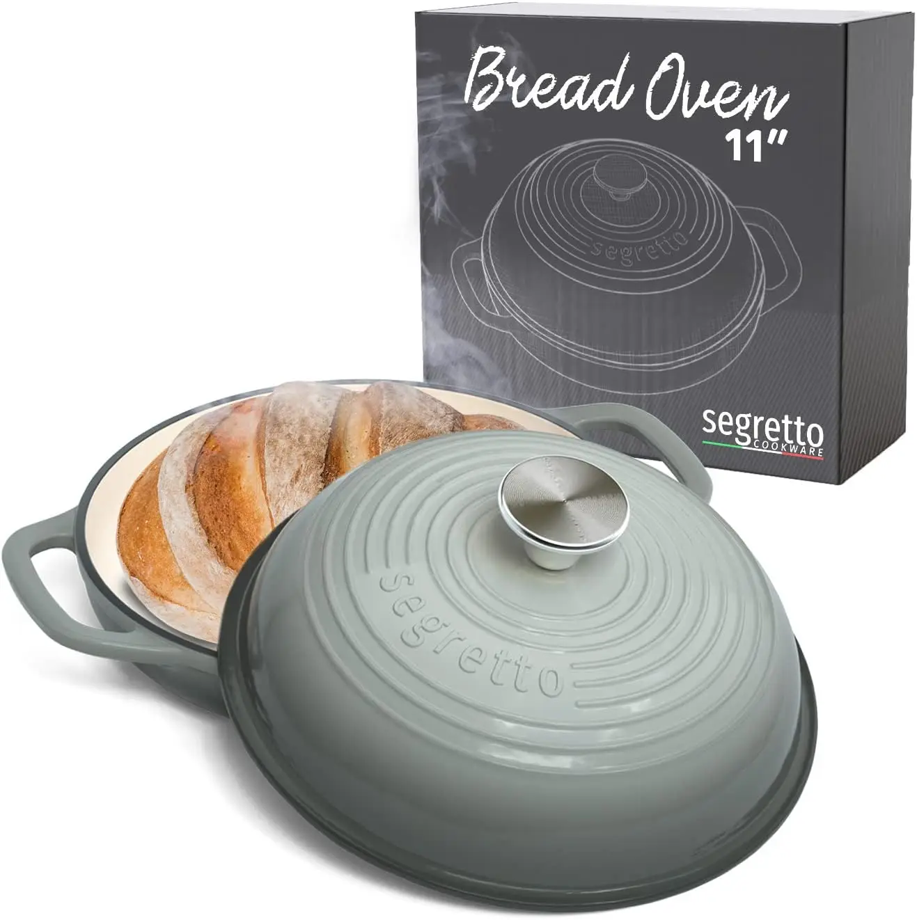 Enameled Cast Iron Bread Pan with Lid- 11" Bread Oven- Sourdough Baking Pan- 5 Colors - Image 9