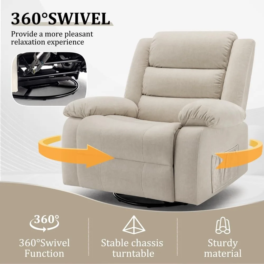 Wide Rocking Chair- Massage and Heat- Recliner- 360°Swivel Nursery Rocking Chair- Many Colors - Image 3