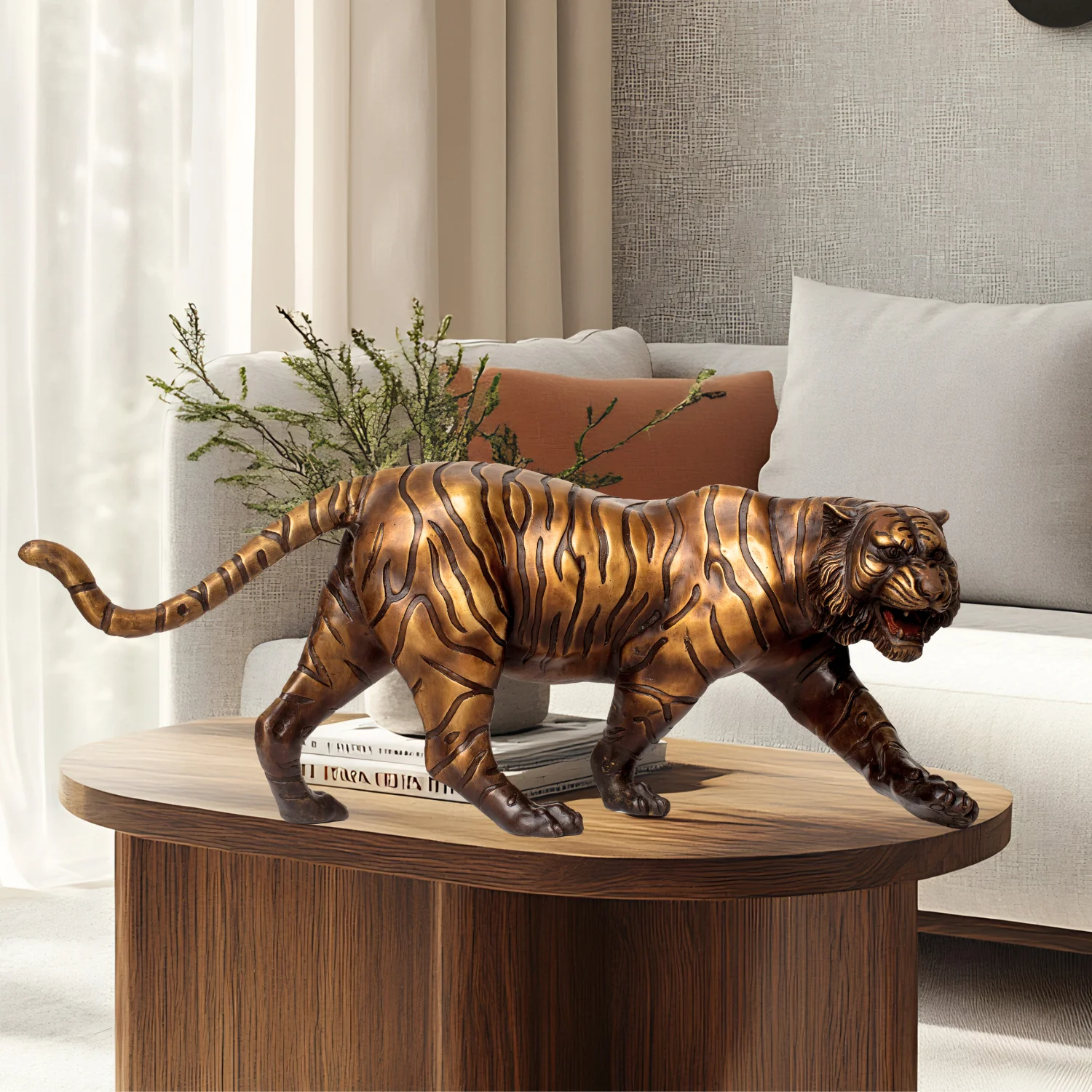 19“ Bronze Tiger Statue- Bronze Casting Tiger Sculpture- Home Decor Handcrafts