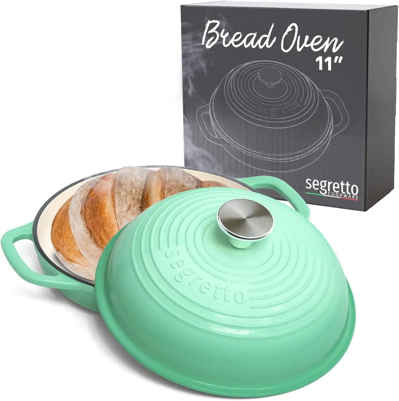 Enameled Cast Iron Bread Pan with Lid- 11" Bread Oven- Sourdough Baking Pan- 5 Colors - Image 2