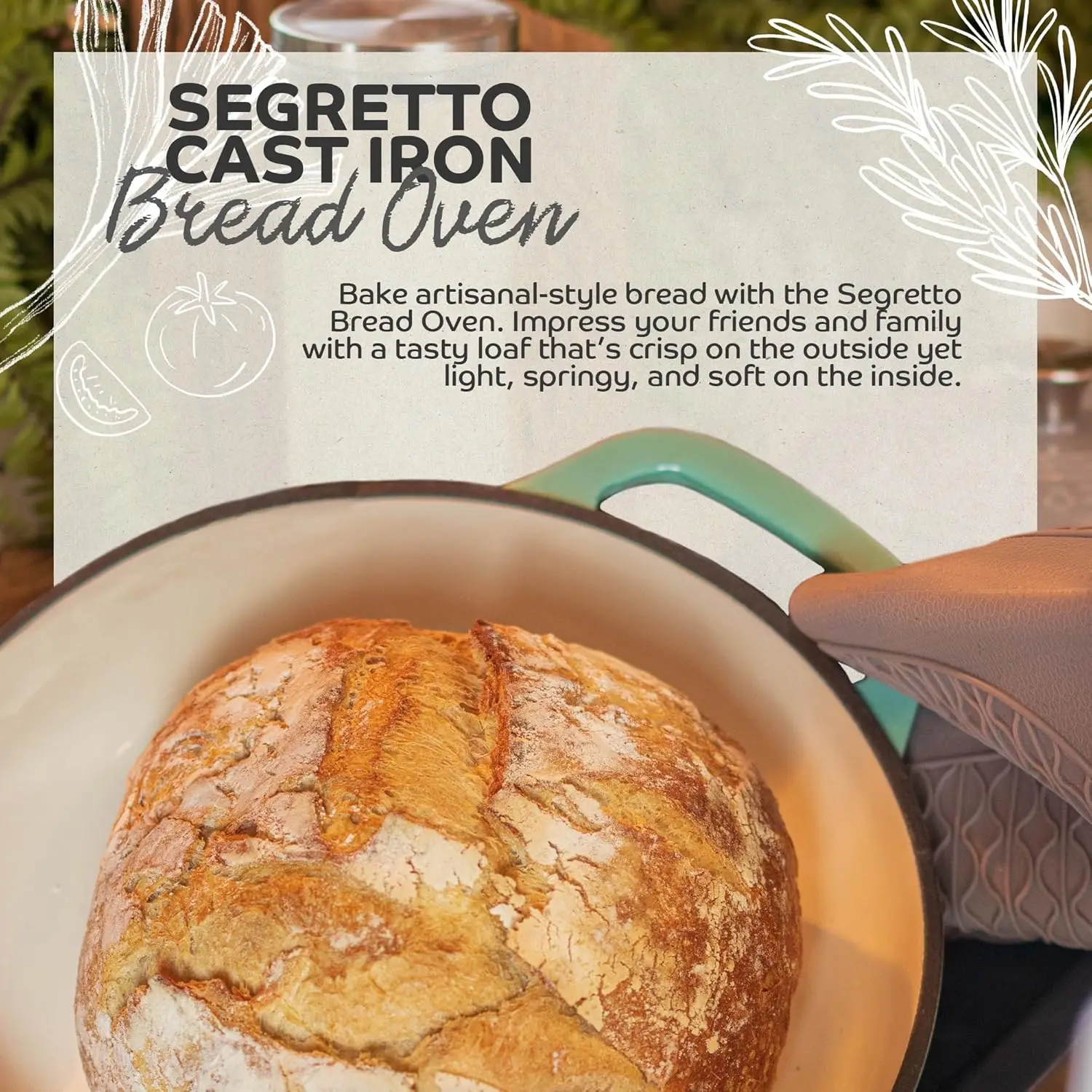 Enameled Cast Iron Bread Pan with Lid- 11" Bread Oven- Sourdough Baking Pan- 5 Colors - Image 4