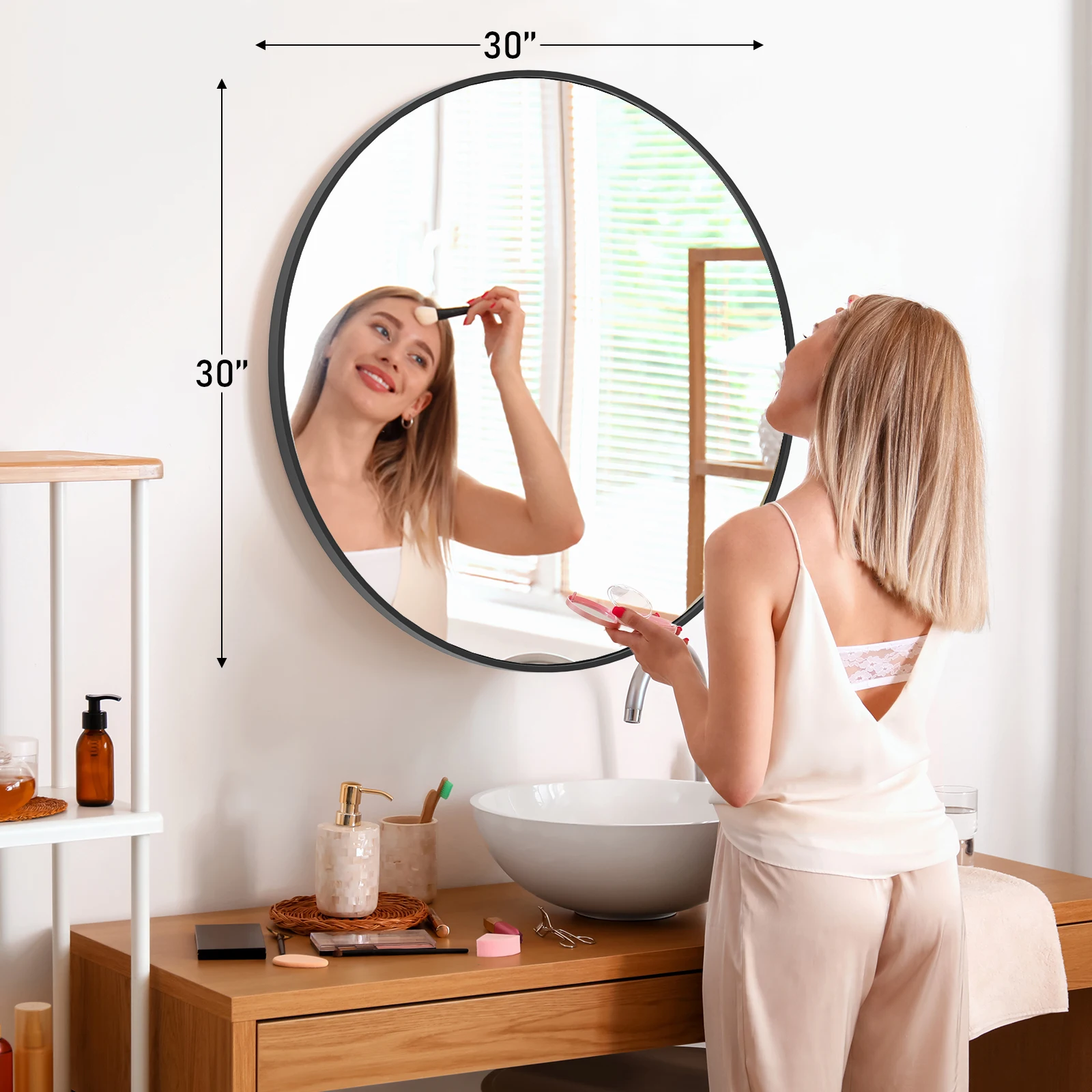 Large Gold or Black-Framed Mirror for Wall- Matte Metal- Framed 20, 24, 30 inch Tempered Glass Mirror - Image 11