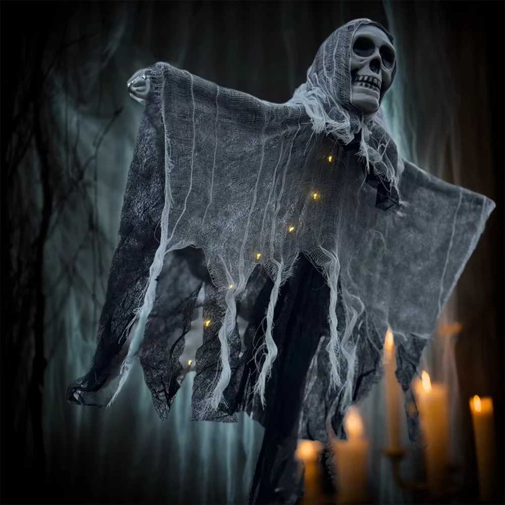 Halloween Decorations- Horror! Hanging Ghost Skull- Skeleton Prop - Image 4