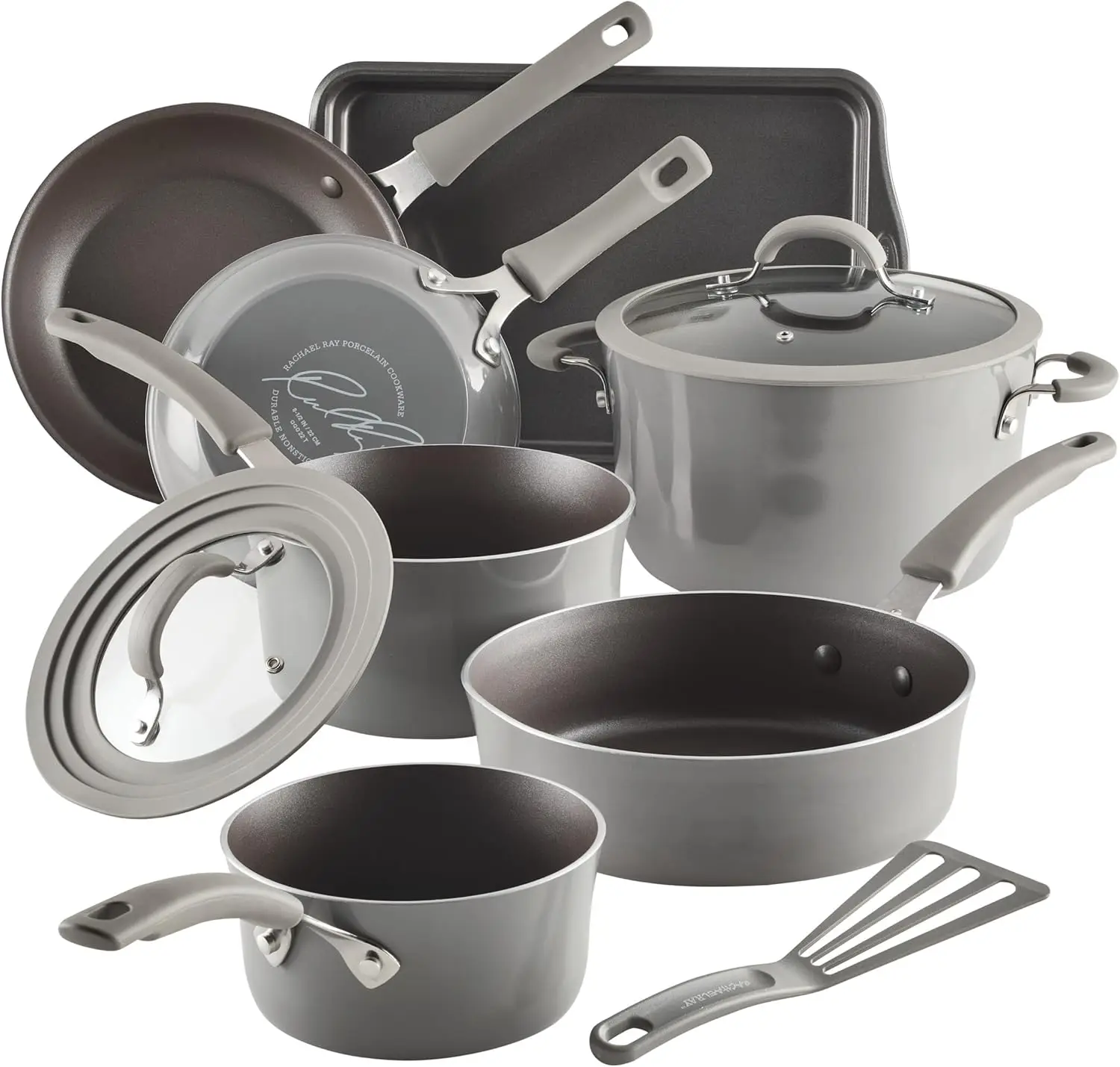 Rachael Ray's Cook + Create Non-stick Cookware/Pots and Pan Set- 10 Pieces- Gray