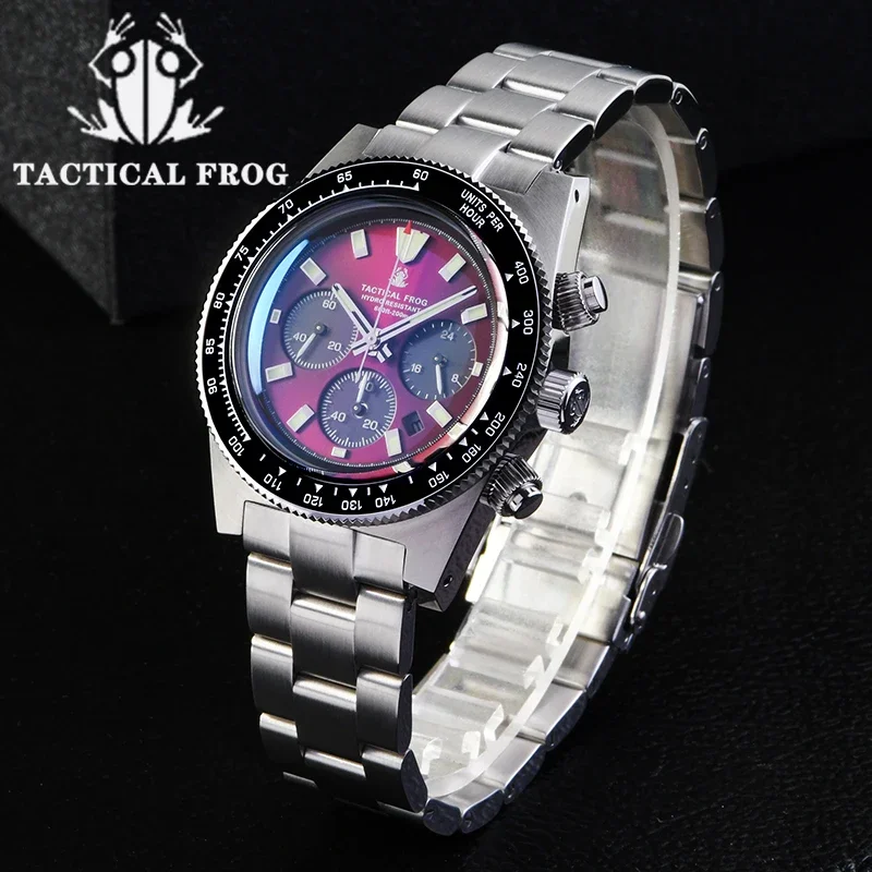 Tactical Frog Chronograph Watch- Sapphire Crystal Mirror- Ceramic Bezel- Luminous Men's Watch