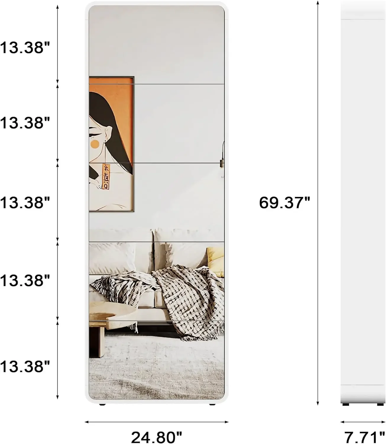 Mirror Shoe Cabinet- 5 FILP Drawers- Free-standing Shoe Rack - Image 2