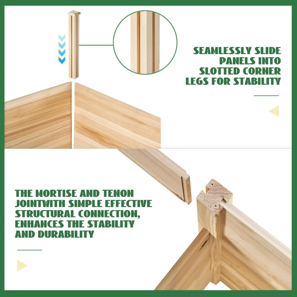 H-Shaped Raised Garden Bed- 12x12x2 ft- 180 cu. ft Capacity- Double-Layer- Wooden Planter Box - Image 4