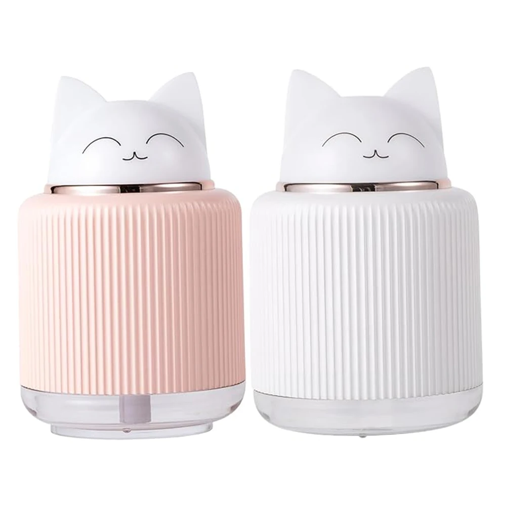 Mini Humidifier- Cat Mist Humidifier for Kids' Bedroom- Small Ultrasonic Humidifier with USB- 2 LED Colors - Image 5
