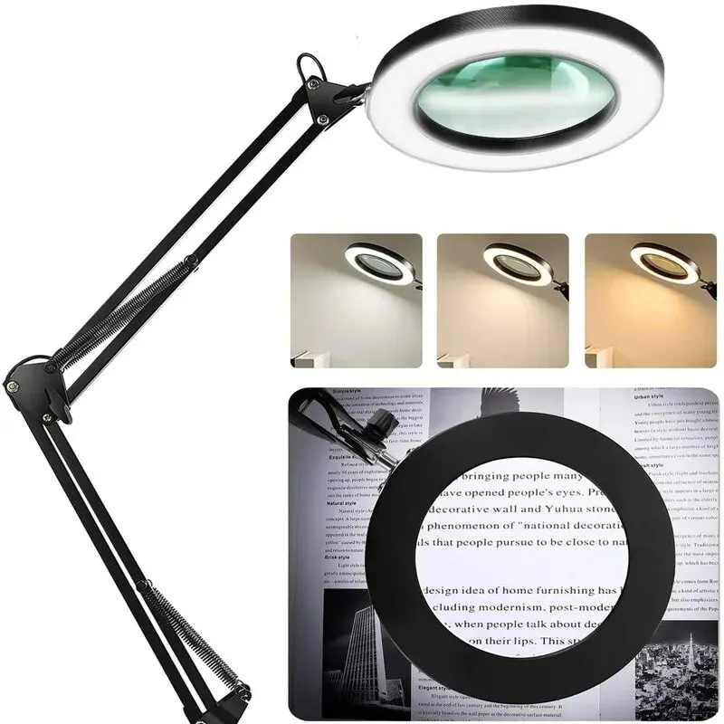 72 LED 8X/10X Illuminated Magnifier- USB 3 Colors LED Magnifying Glass- for Soldering, Skincare Beauty, Diamond Painting, Detail Work, etc. - Image 3
