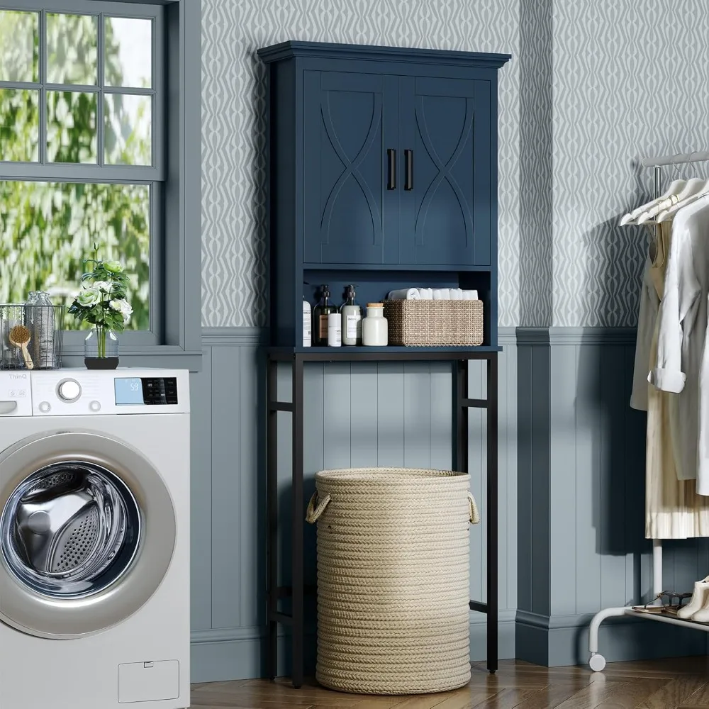 Over-the-Toilet Storage Cabinet with Doors and Shelf- 4 Colors - Image 6