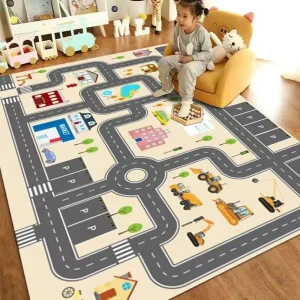 Road Traffic Map Area Rug- Fun Rug for Child's Bedroom- Many Sizes and Variations