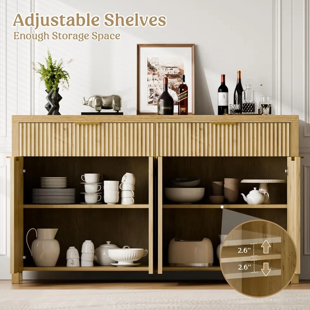 Fluted Buffet Cabinet- Storage- Sideboard Cabinet- Adjustable Shelves - Image 4