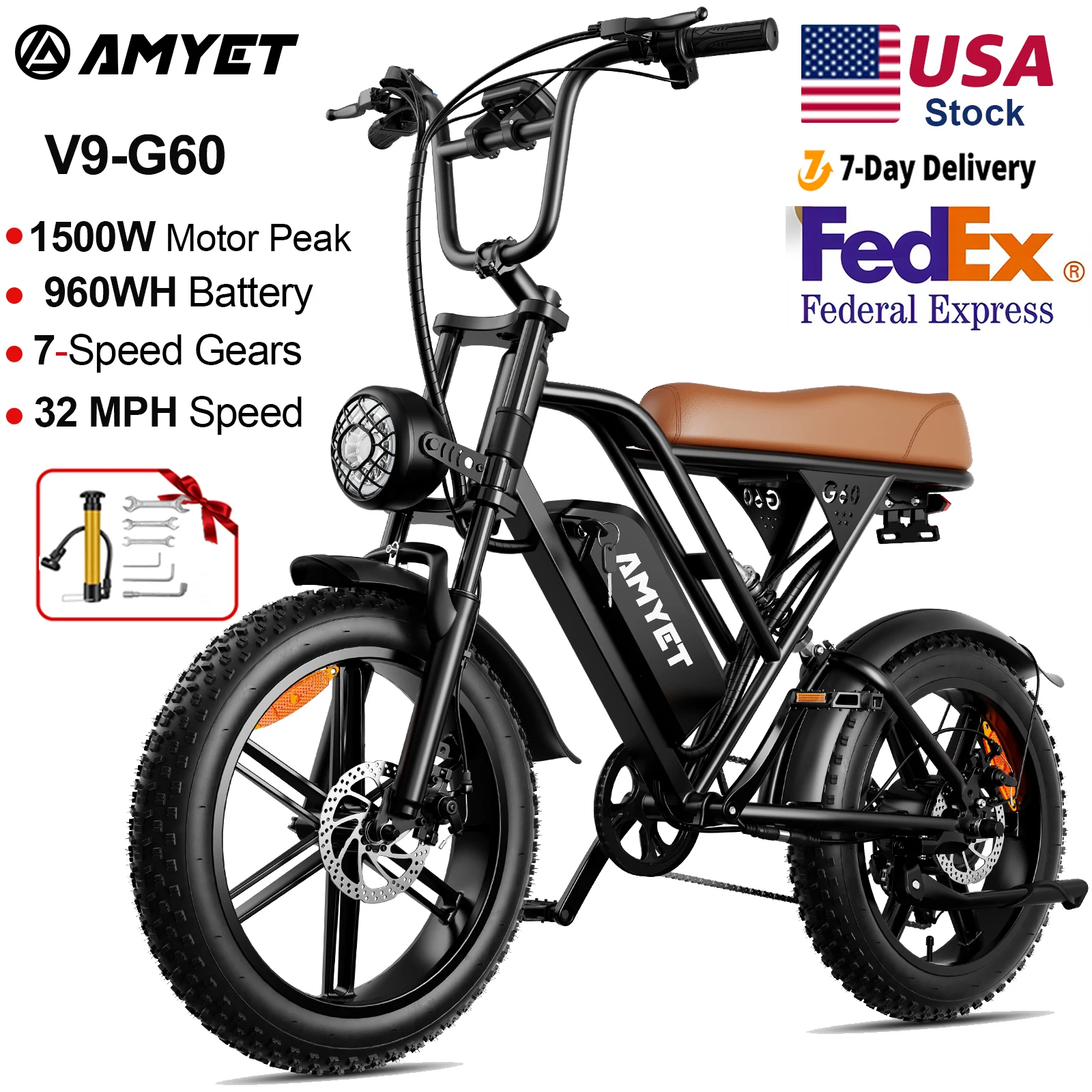V9-G60 Adult Electric Bike- 1000W Motor Bicycle- 48V 20AH- 20“ Tires- Electric E Bike- Mountain Moped - Image 7