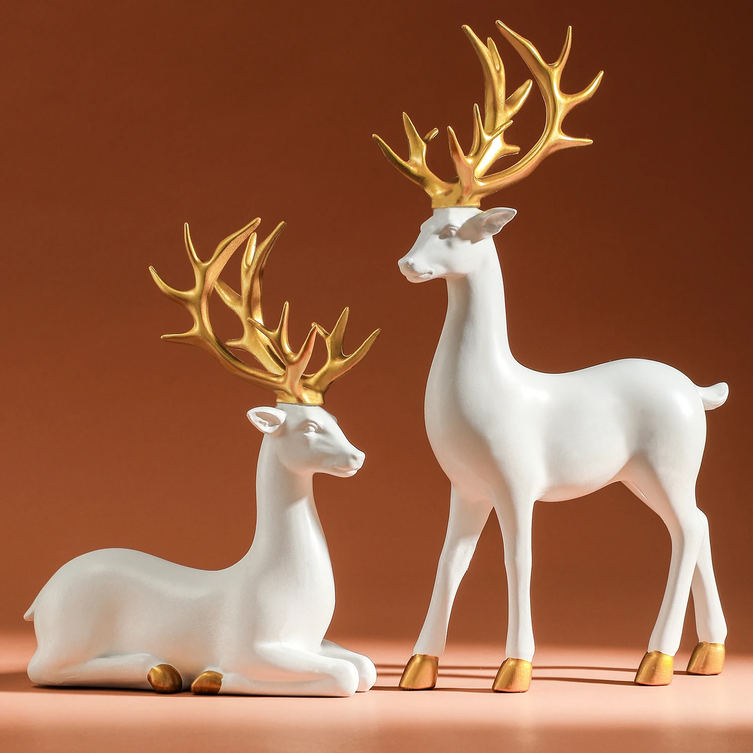 White Deer Figurines- Solid Synthetic Resin- Tabletop Ornament- Christmas Decoration - Image 2