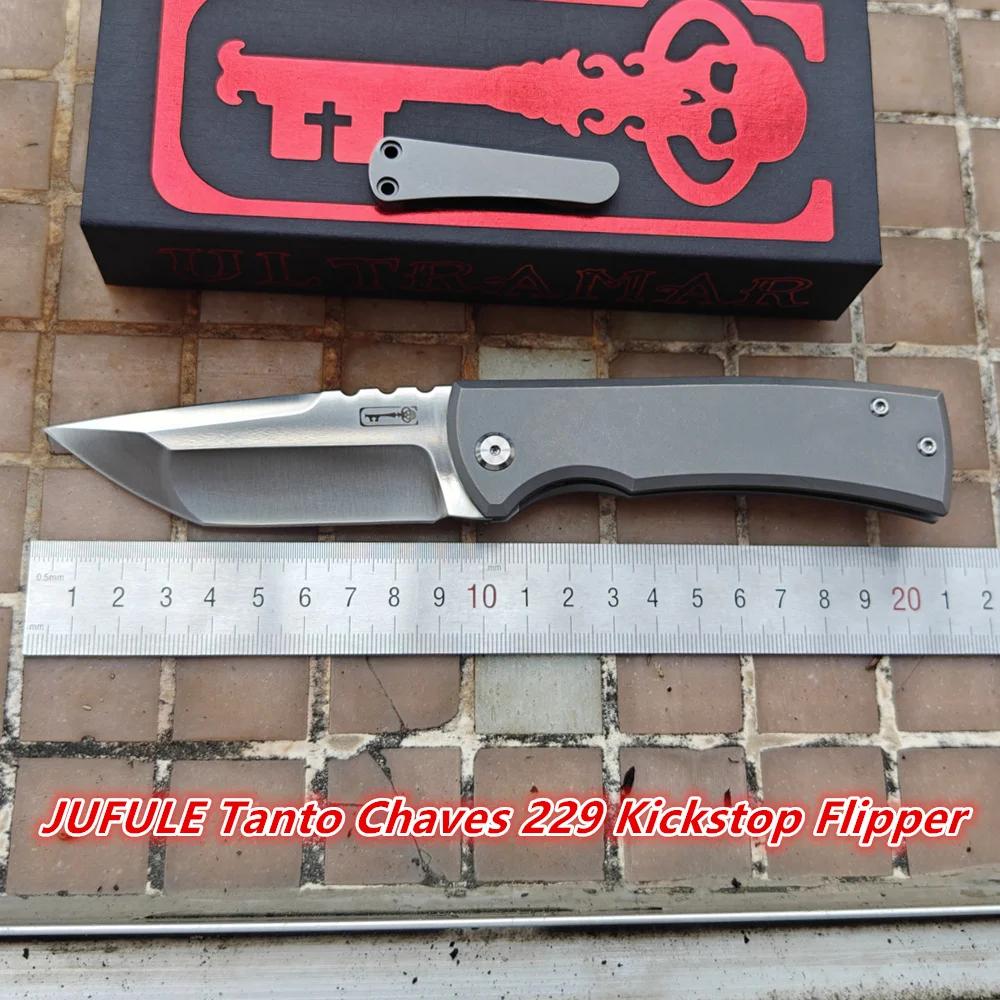JUFULE Tanto Chaves Kickstop Redencion- 229 Ceramic Bearings- Titanium Mark M390 Survival EDC Tool- Camping- Hunting- Outdoor Folding Knife - Image 3