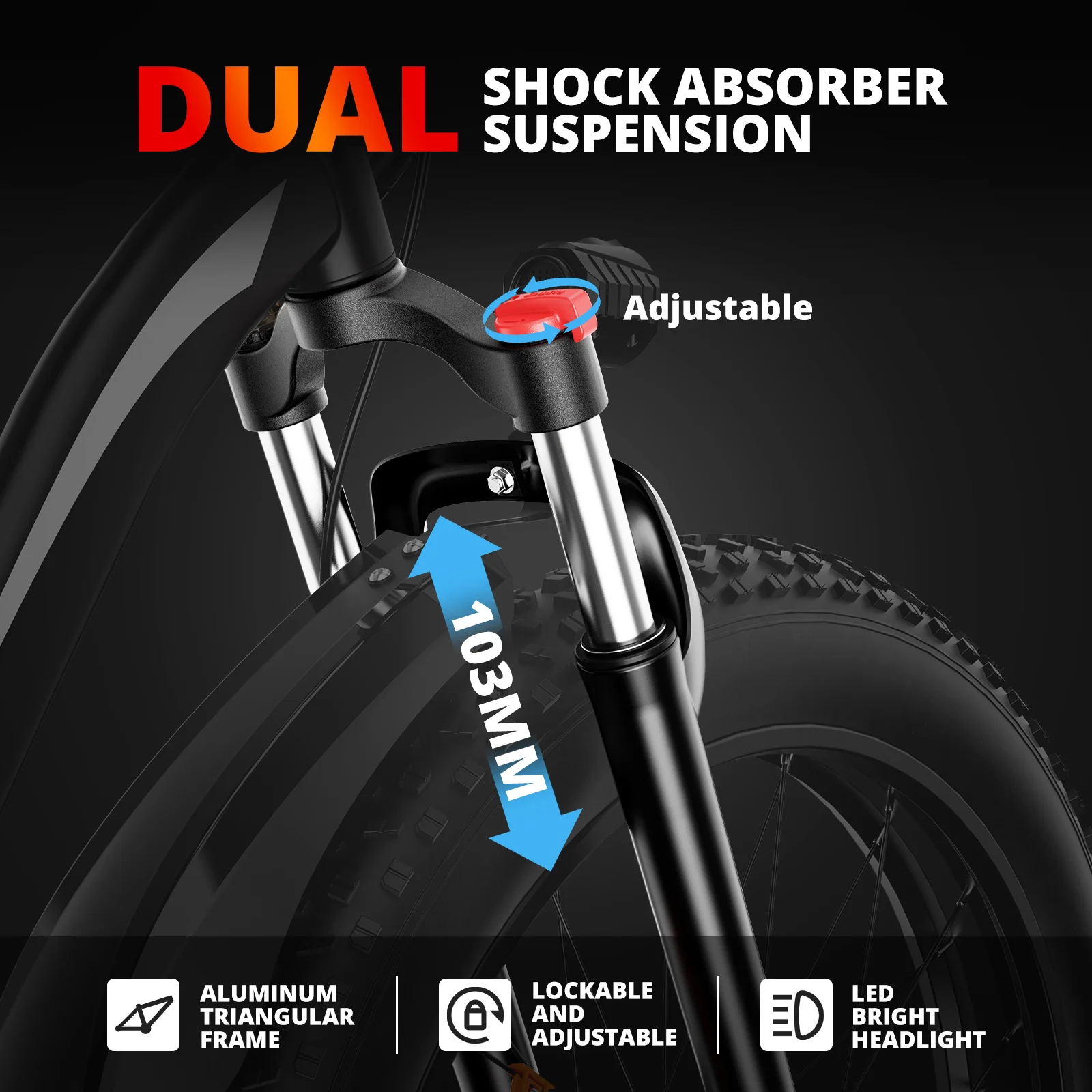 Electric Bike- EB26 Adult Electric Bicycle- Peak 1500W 48V 15AH Ebike- 26" Fat Tire Mountain Bike- 31 mph- Electric Dirt Bike - Image 3