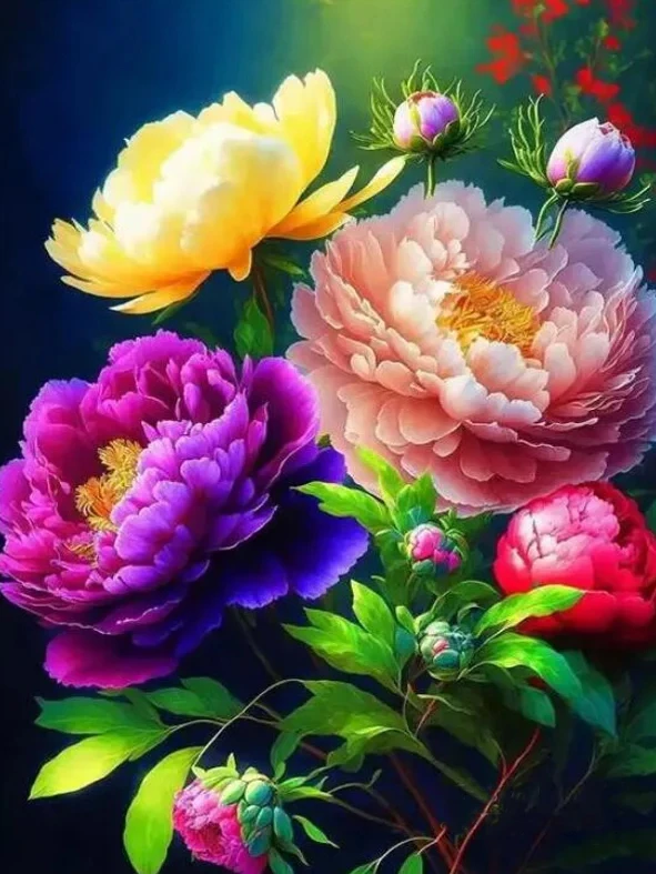 5D Peony Diamond Painting- 30x40cm Full Round - Image 15