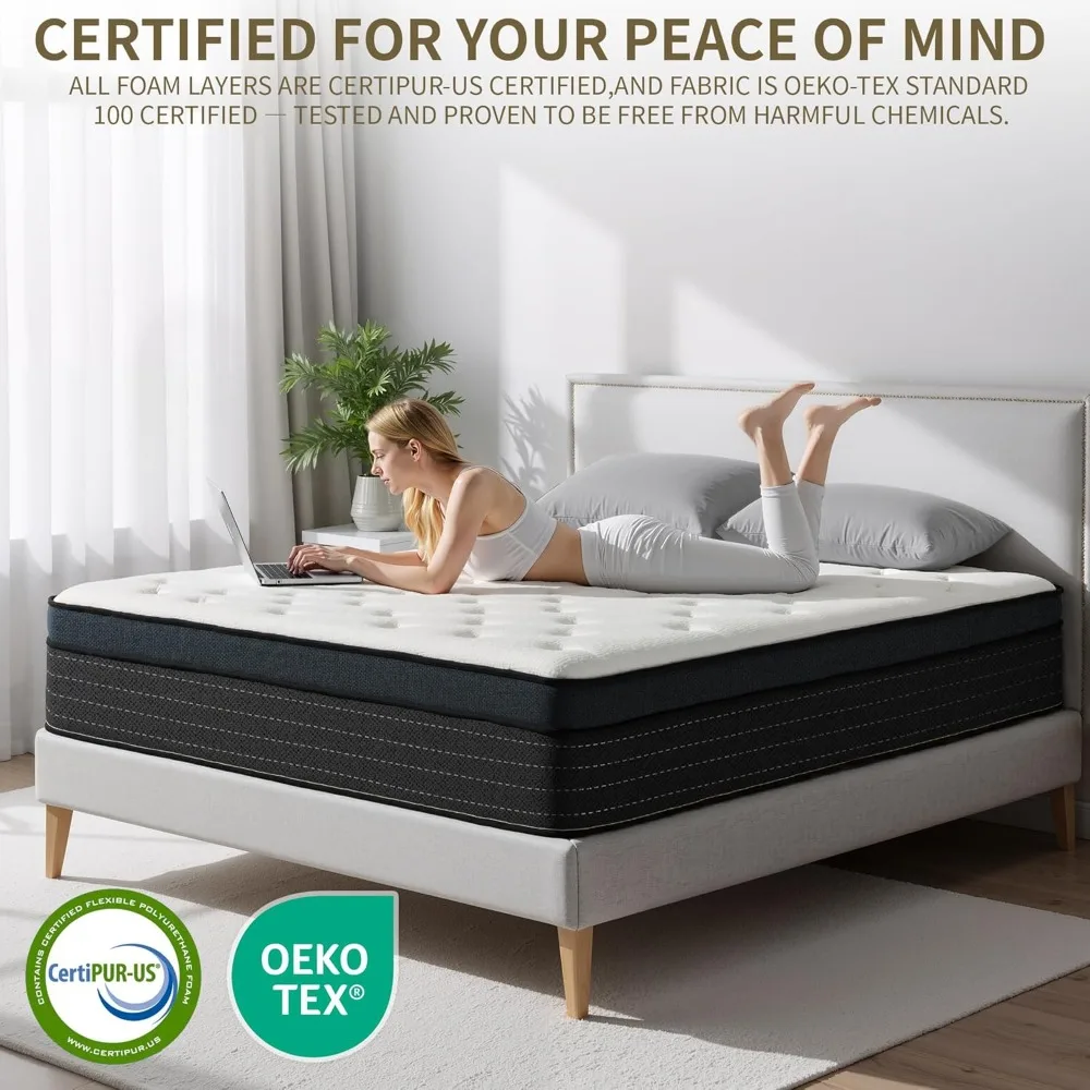 12-Inch Twin Size Mattress-in-a-Box- Hybrid Gel Memory Foam-Individual Pocket Springs - Image 5
