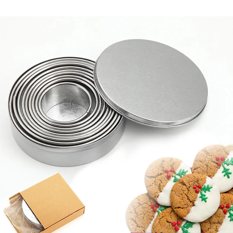 304 Stainless Steel Cookie/Dessert Cutter- Height 3 cm, Diameter 3-12cm 12 Pcs/Set Baking Tools - Image 7