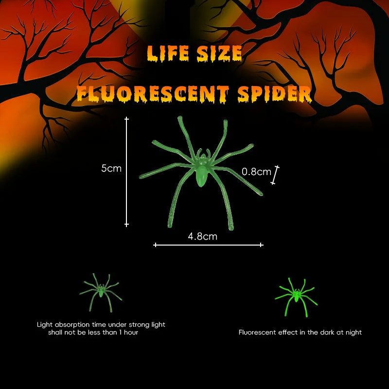50/100 Pcs Party Decoration- Halloween- Luminous Fake Spiders - Image 7