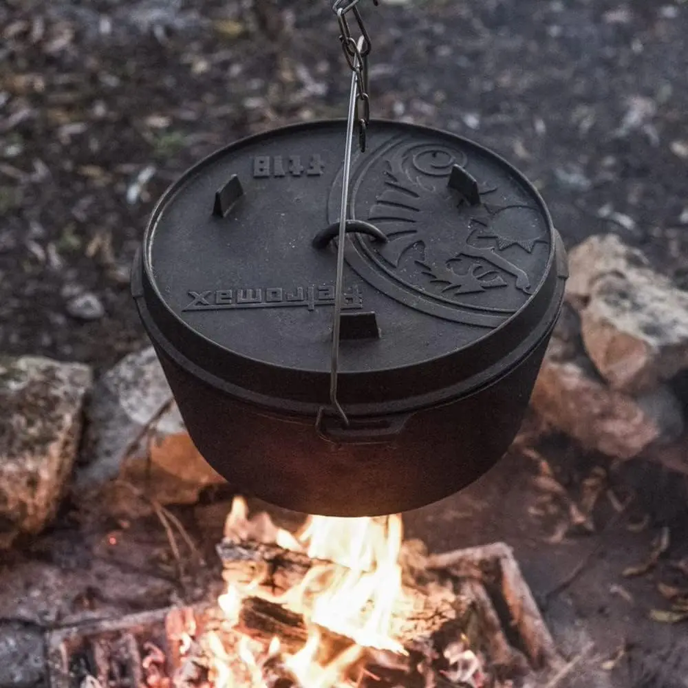 Cast Iron Dutch Oven for Cooking or Baking Outdoors Over a Campfire or in The Home Kitchen, Pre-Seasoned Cookware - Image 3