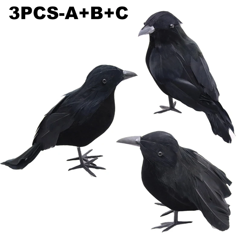 Simulation Black Crow- Halloween Black Crow Props- Halloween Decoration - Image 27