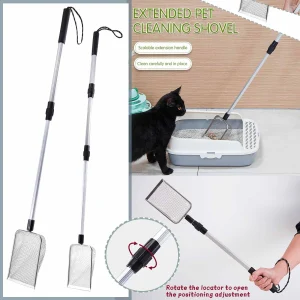 Long-handled Cat Litter Scoop- Stainless Steel- Fine Mesh- Easy To Clean- Non-Stick and Durable