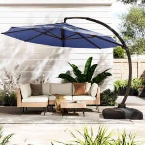 11 FT Cantilever Patio Umbrella With Included Base- Heavy-Duty Offset Umbrella- 5 Colors