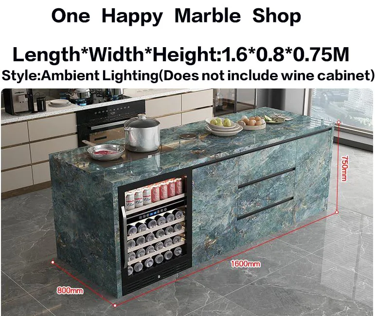 Natural Marble, Kitchen Island- Storage and Wine Cooler- Customizable Luxury Cabinet- Waterproof Countertop - Image 20