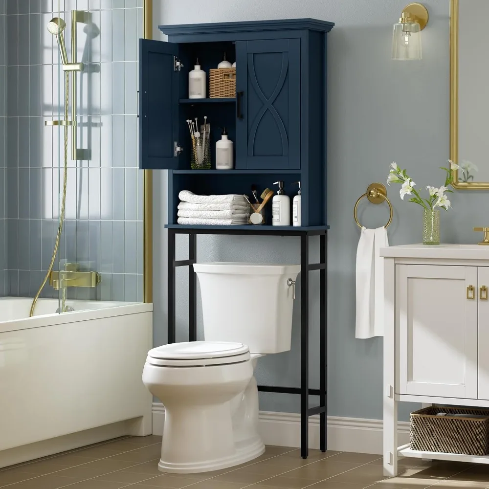 Over-the-Toilet Storage Cabinet with Doors and Shelf- 4 Colors - Image 4